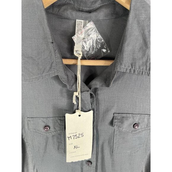 MONORENO Women's Gray Lightweight Semi-Sheer Button Down Blouse XL NWT - Picture 3 of 5